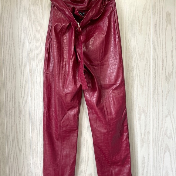 JLUXLABEL Croc embossed faux leather pants, Maroon Size  L NWT - Picture 4 of 7